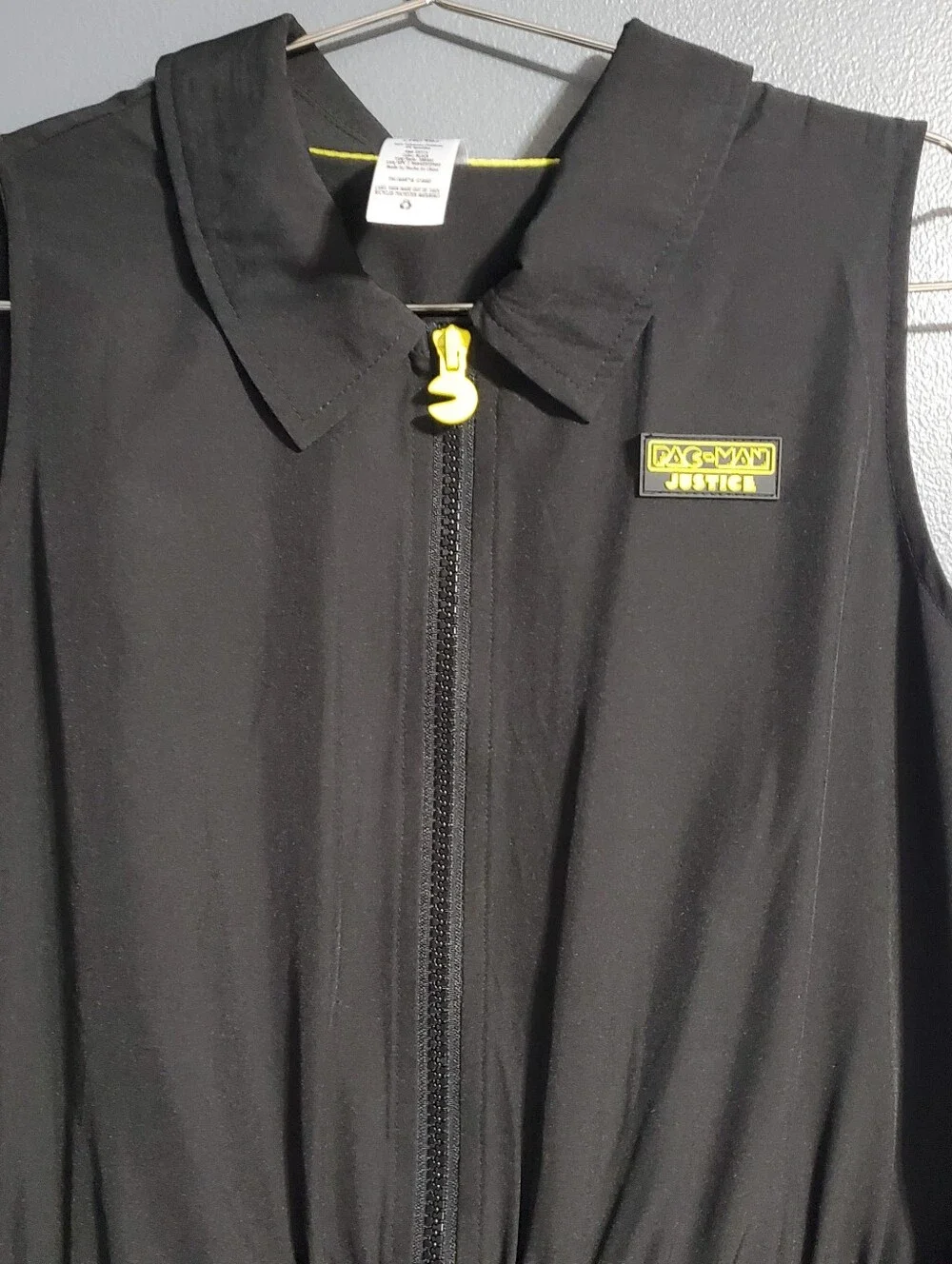 Justice Pac Man Black Sleeveless Zip Romper with Yellow Accents Girl's Size XL